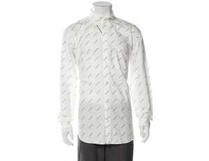 Balenciaga 534333 Tbl96 Full Logo Oversized Long Sleeve Shirt White 38